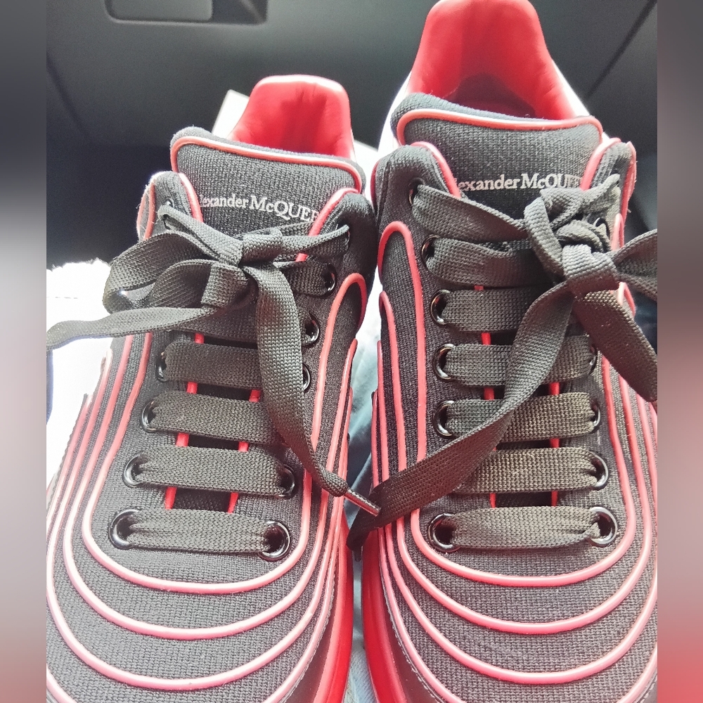 Alexander McQueen Red and White "Wave"  Athletic Shoes